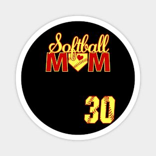 Softball Mom #30 Softball Jersey Favorite Player Biggest Fan Heart Softball Jersey Favorite Player Biggest Fan Heart Magnet